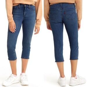 Levis 311 Shaping Skinny Capri Jeans Dark Wash Blue Denim cropped 27
